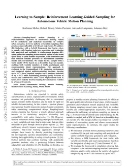 Learning to Sample: Reinforcement Learning-Guided Sampling for Autonomous Vehicle Motion Planning
