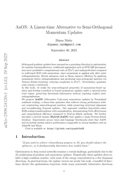 AuON: A Linear-time Alternative to Orthogonal Momentum Updates