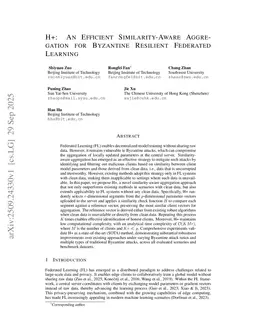H+: An Efficient Similarity-Aware Aggregation for Byzantine Resilient Federated Learning