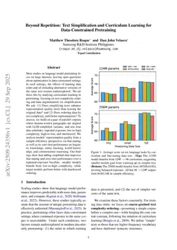 Beyond Repetition: Text Simplification and Curriculum Learning for Data-Constrained Pretraining