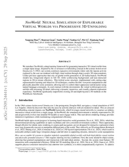 NeoWorld: Neural Simulation of Explorable Virtual Worlds via Progressive 3D Unfolding