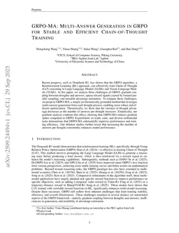 GRPO-MA: Multi-Answer Generation in GRPO for Stable and Efficient Chain-of-Thought Training