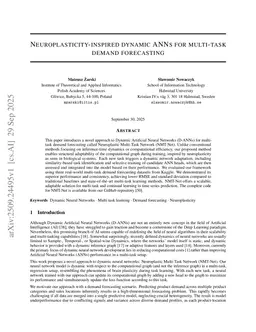 Neuroplasticity-inspired dynamic ANNs for multi-task demand forecasting