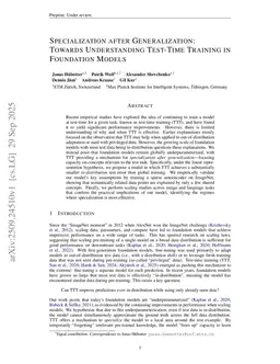 Specialization after Generalization: Towards Understanding Test-Time Training in Foundation Models