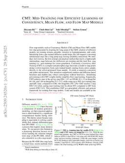 CMT: Mid-Training for Efficient Learning of Consistency, Mean Flow, and Flow Map Models