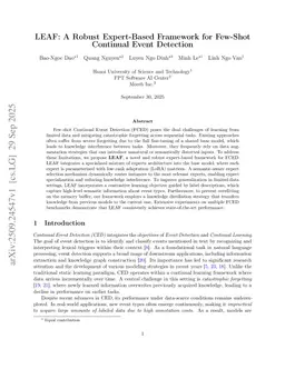 LEAF: A Robust Expert-Based Framework for Few-Shot Continual Event Detection