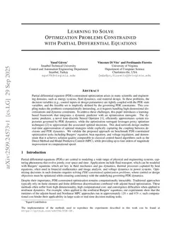 Learning to Solve Optimization Problems Constrained with Partial Differential Equations