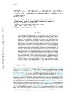 OrthAlign: Orthogonal Subspace Decomposition for Non-Interfering Multi-Objective Alignment