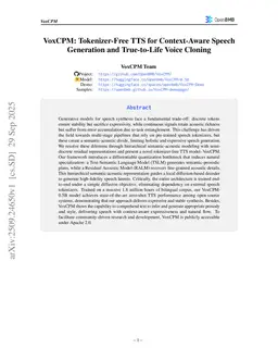 VoxCPM: Tokenizer-Free TTS for Context-Aware Speech Generation and True-to-Life Voice Cloning