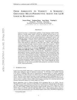 From Ambiguity to Verdict: A Semiotic-Grounded Multi-Perspective Agent for LLM Logical Reasoning