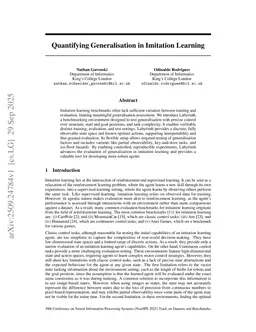 Quantifying Generalisation in Imitation Learning