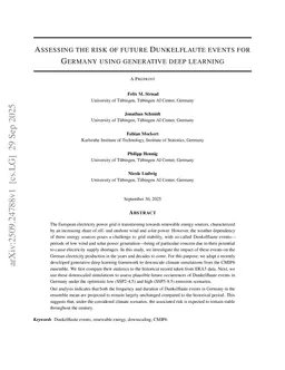 Assessing the risk of future Dunkelflaute events for Germany using generative deep learning