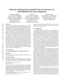 SkyLink: Unifying Street-Satellite Geo-Localization via UAV-Mediated 3D Scene Alignment