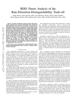 RDD: Pareto Analysis of the Rate-Distortion-Distinguishability Trade-off