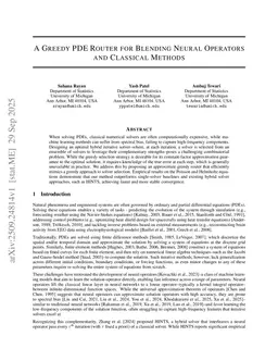 A Greedy PDE Router for Blending Neural Operators and Classical Methods