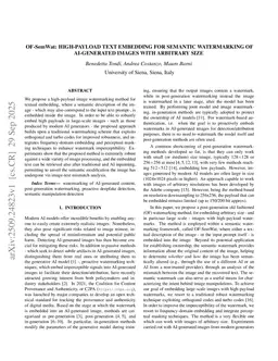 Of-SemWat: High-payload text embedding for semantic watermarking of AI-generated images with arbitrary size