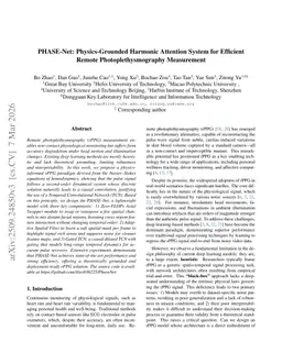 PHASE-Net: Physics-Grounded Harmonic Attention System for Efficient Remote Photoplethysmography Measurement