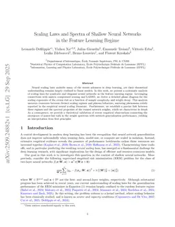 Scaling Laws and Spectra of Shallow Neural Networks in the Feature Learning Regime