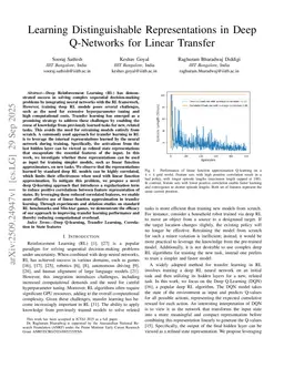 Learning Distinguishable Representations in Deep Q-Networks for Linear Transfer