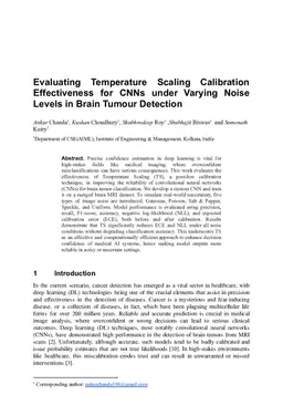 Evaluating Temperature Scaling Calibration Effectiveness for CNNs under Varying Noise Levels in Brain Tumour Detection