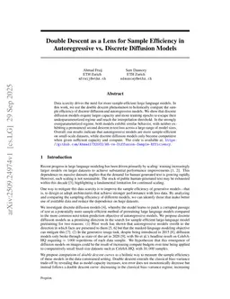 Double Descent as a Lens for Sample Efficiency in Autoregressive vs. Discrete Diffusion Models