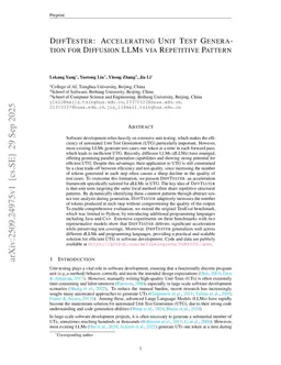 DiffTester: Accelerating Unit Test Generation for Diffusion LLMs via Repetitive Pattern