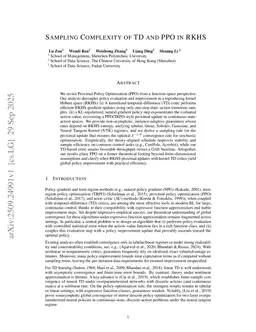 Sampling Complexity of TD and PPO in RKHS
