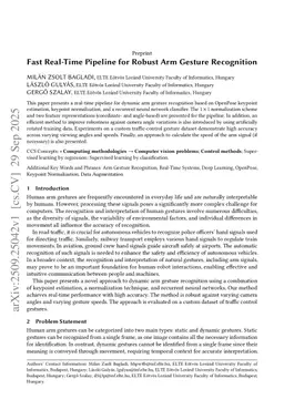 Fast Real-Time Pipeline for Robust Arm Gesture Recognition