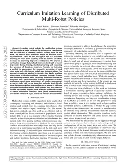 Curriculum Imitation Learning of Distributed Multi-Robot Policies