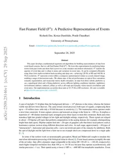 Fast Feature Field ($\text{F}^3$): A Predictive Representation of Events