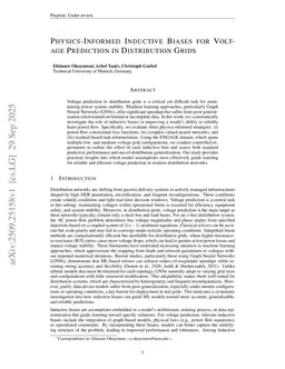 Physics-Informed Inductive Biases for Voltage Prediction in Distribution Grids
