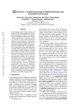 EasySteer: A Unified Framework for High-Performance and Extensible LLM Steering