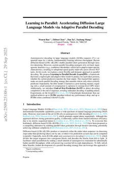 Learning to Parallel: Accelerating Diffusion Large Language Models via Learnable Parallel Decoding