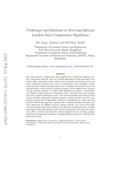 Challenges and Solutions in Selecting Optimal Lossless Data Compression Algorithms