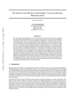 Six Sigma For Neural Networks: Taguchi-based optimization