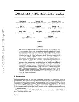 AMLA: MUL by ADD in FlashAttention Rescaling