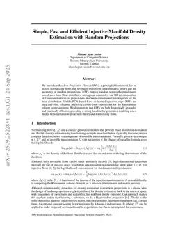Simple, Fast and Efficient Injective Manifold Density Estimation with Random Projections