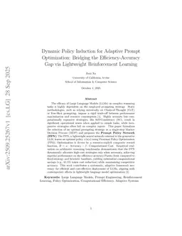Dynamic Policy Induction for Adaptive Prompt Optimization: Bridging the Efficiency-Accuracy Gap via Lightweight Reinforcement Learning
