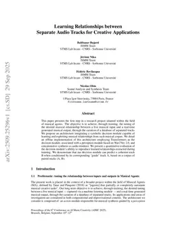 Learning Relationships Between Separate Audio Tracks for Creative Applications
