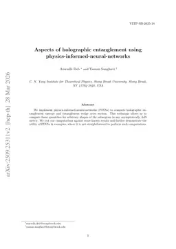 Aspects of holographic entanglement using physics-informed-neural-networks