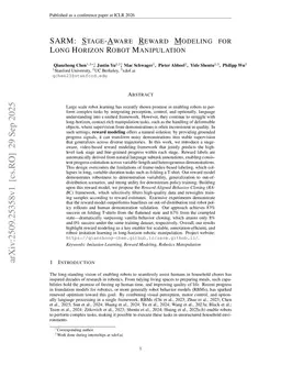 SARM: Stage-Aware Reward Modeling for Long Horizon Robot Manipulation