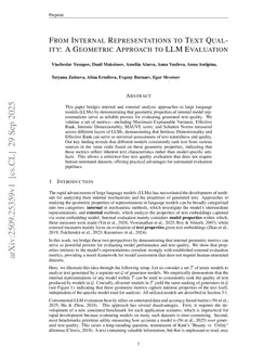 From Internal Representations to Text Quality: A Geometric Approach to LLM Evaluation