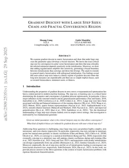Gradient Descent with Large Step Sizes: Chaos and Fractal Convergence Region