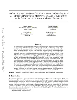 A Cartography of Open Collaboration in Open Source AI: Mapping Practices, Motivations, and Governance in 14 Open Large Language Model Projects