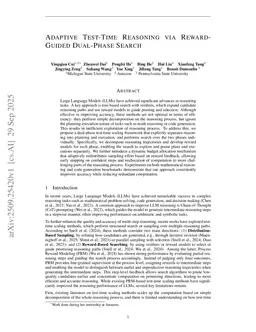 Adaptive Test-Time Reasoning via Reward-Guided Dual-Phase Search