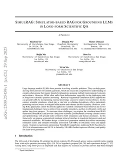 SimulRAG: Simulator-based RAG for Grounding LLMs in Long-form Scientific QA