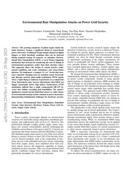 Environmental Rate Manipulation Attacks on Power Grid Security
