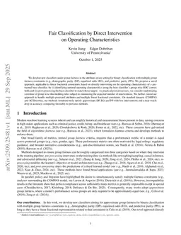 Fair Classification by Direct Intervention on Operating Characteristics