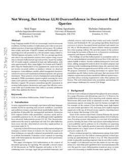 Not Wrong, But Untrue: LLM Overconfidence in Document-Based Queries