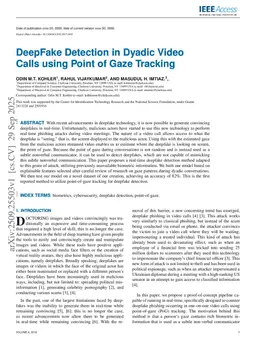 DeepFake Detection in Dyadic Video Calls using Point of Gaze Tracking